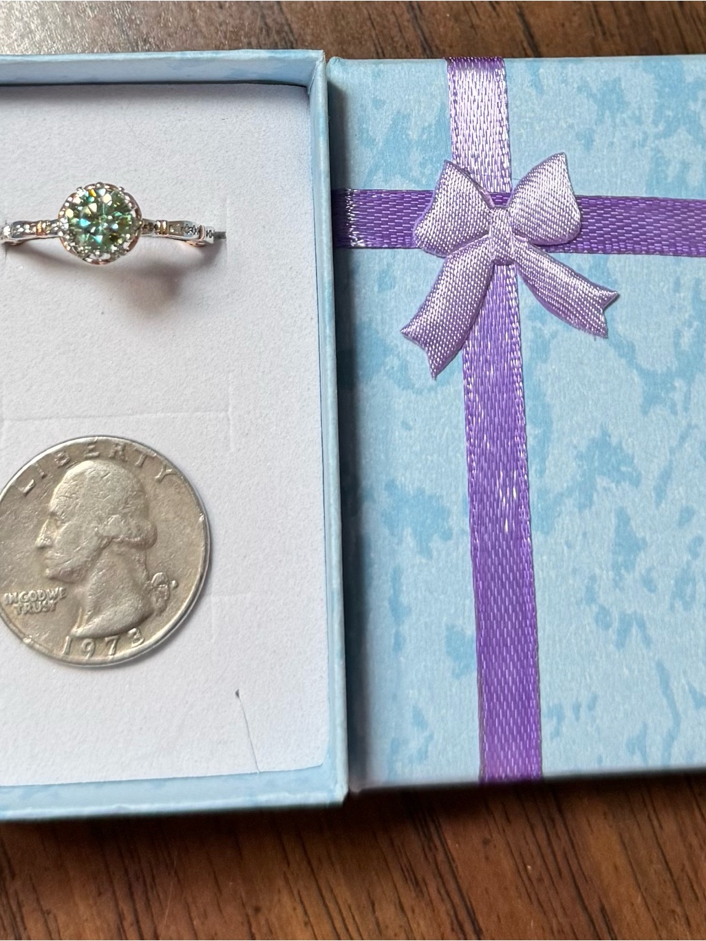Twotone Green Moissanite Ring